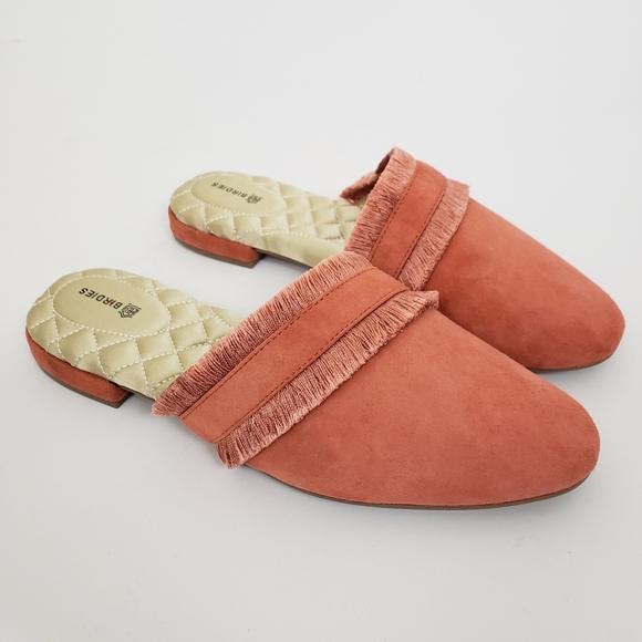 Birdies Ani Slide Coral Fringed Mule Flat NWOB 5 - Picture 2 of 5